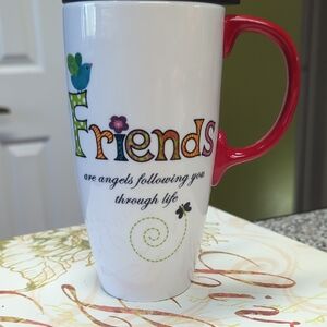 Vibrant Friends Mug with Red Handle